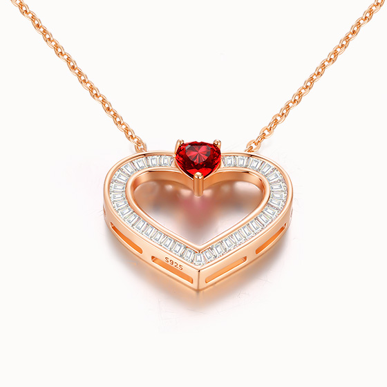 NEW Louisa Secret love heart necklace rose gold and pink stone 925 sterling  silv