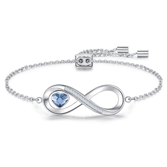 LOUISA SECRET Infinity Love Heart Bracelet for Women, 925 Sterling Silver  Charm Women Birthstone Bracelet, Rose Gold Plated Birthday Anniversary